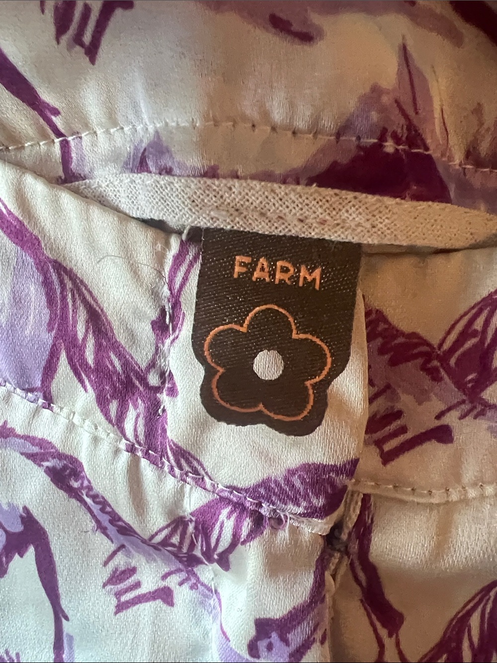 FARM Rio Rare Horse Print Satin Dolphin Shorts Purple Cream SMALL - Picture 2 of 9